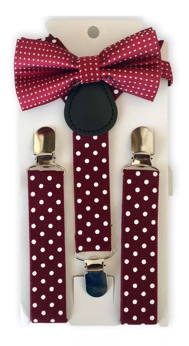 COORDINADO TIRANTE CON MOÑO POLKA DOT PARA NIÑOS