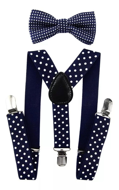 COORDINADO TIRANTE CON MOÑO POLKA DOT PARA NIÑOS