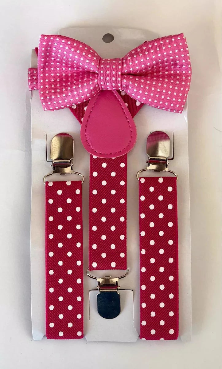 COORDINADO TIRANTE CON MOÑO POLKA DOT PARA NIÑOS